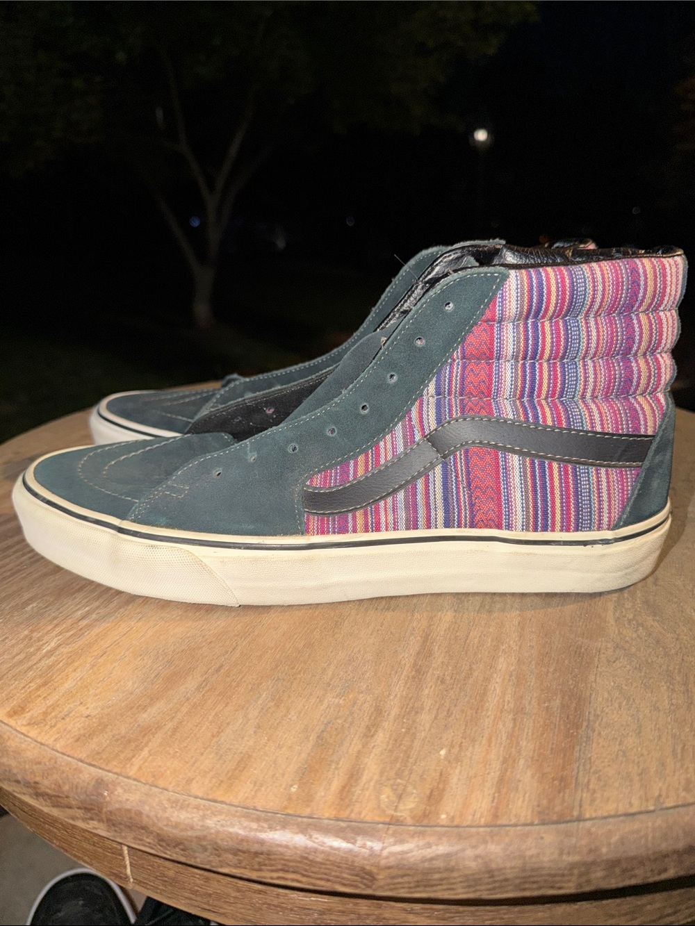 Vans High-Top Sneakers in Teal Suede with Pink Patterned Panels men’s 12